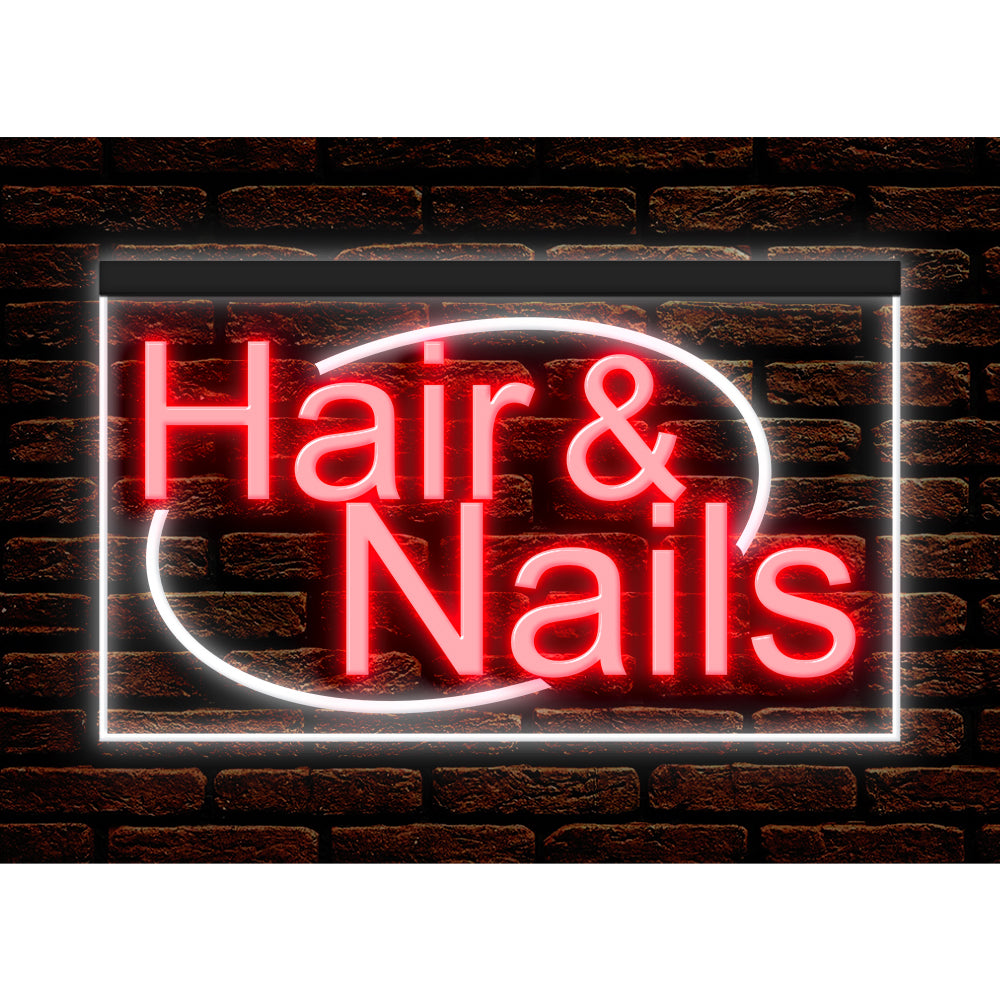 DC160134 Hair Nails Beauty Salon Open Home Decor Display illuminated Night Light Neon Sign Dual Color