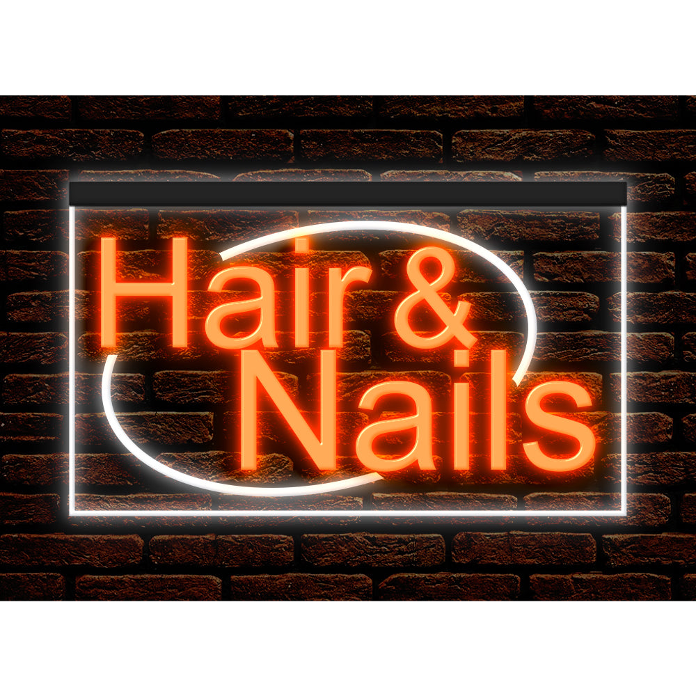 DC160134 Hair Nails Beauty Salon Open Home Decor Display illuminated Night Light Neon Sign Dual Color
