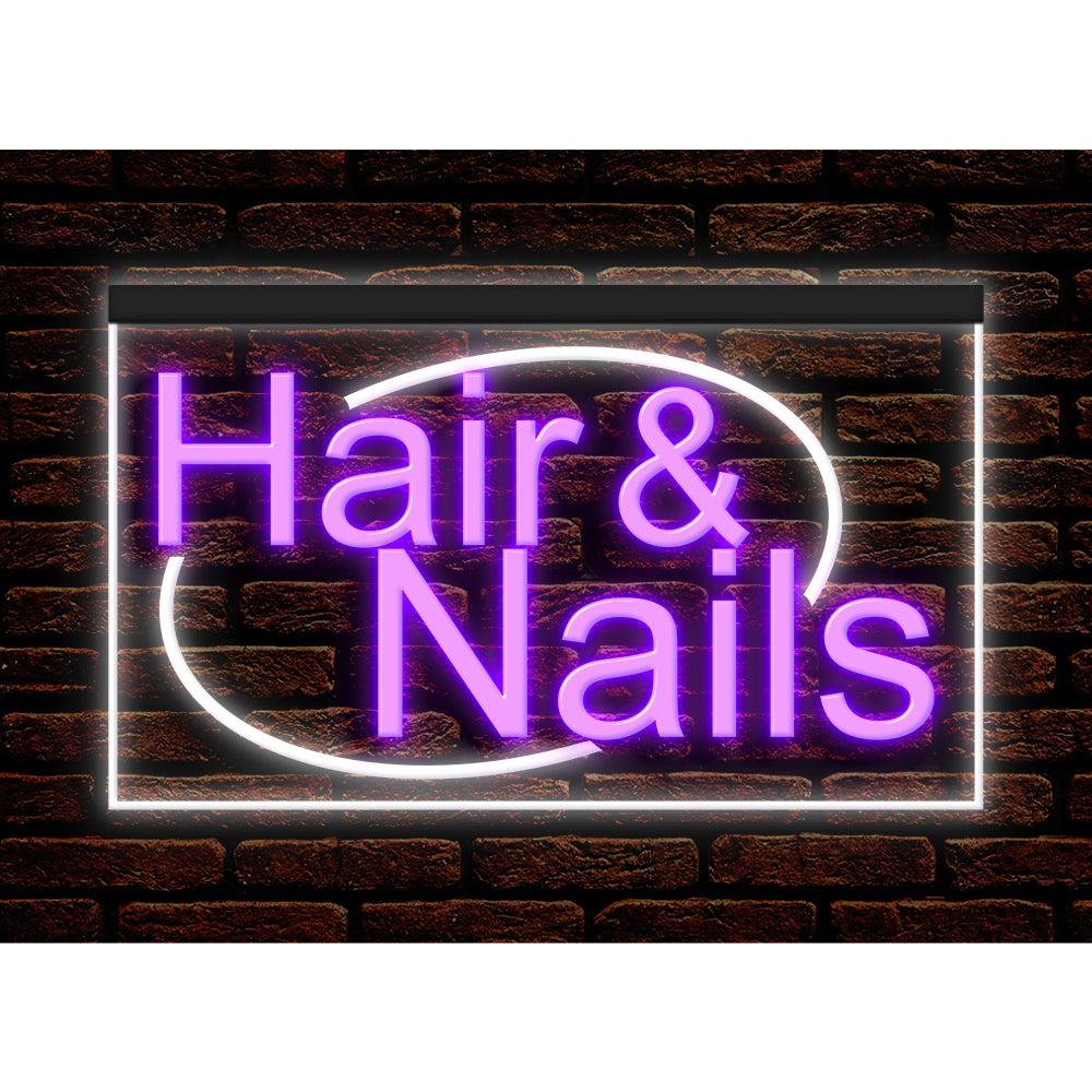 DC160134 Hair Nails Beauty Salon Open Home Decor Display illuminated Night Light Neon Sign Dual Color