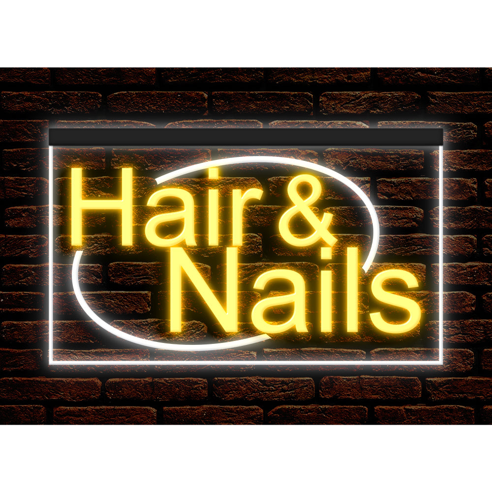 DC160134 Hair Nails Beauty Salon Open Home Decor Display illuminated Night Light Neon Sign Dual Color