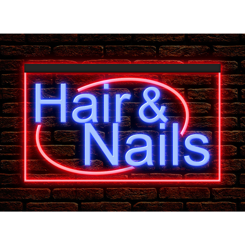 DC160134 Hair Nails Beauty Salon Open Home Decor Display illuminated Night Light Neon Sign Dual Color