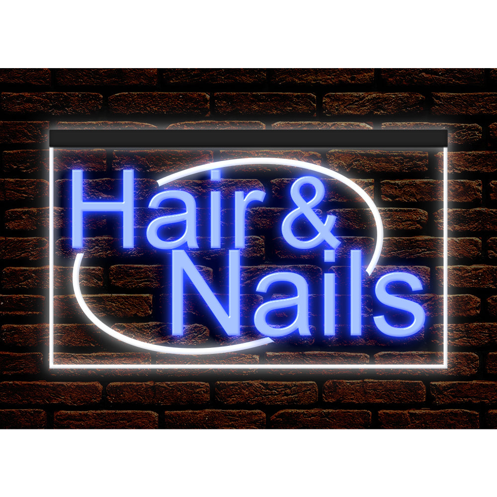 DC160134 Hair Nails Beauty Salon Open Home Decor Display illuminated Night Light Neon Sign Dual Color
