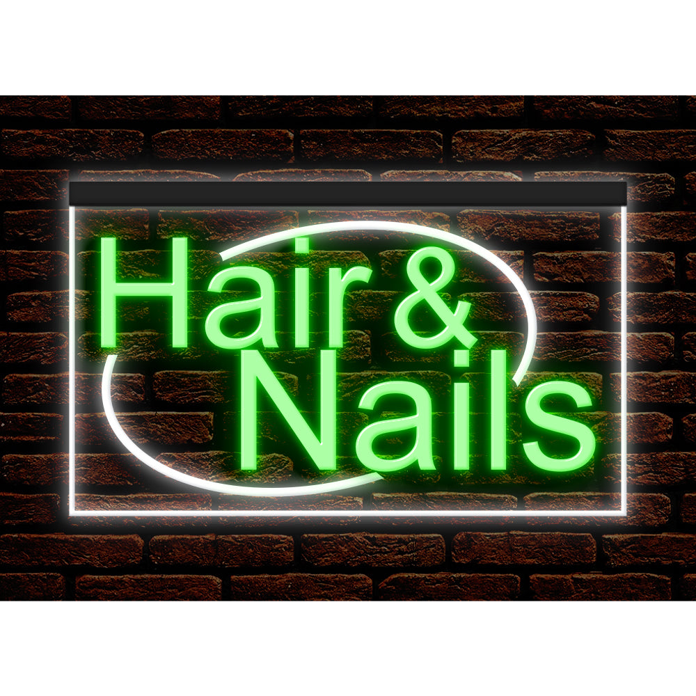 DC160134 Hair Nails Beauty Salon Open Home Decor Display illuminated Night Light Neon Sign Dual Color
