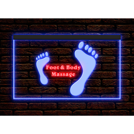 DC160137 Foot Body Massage Beauty Shop Open Home Decor Display illuminated Night Light Neon Sign Dual Color