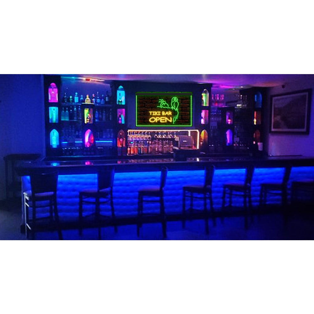 DC170002 Tiki Bar Open Parrot Pub Home Decor Beer Display illuminated Night Light Neon Sign Dual Color