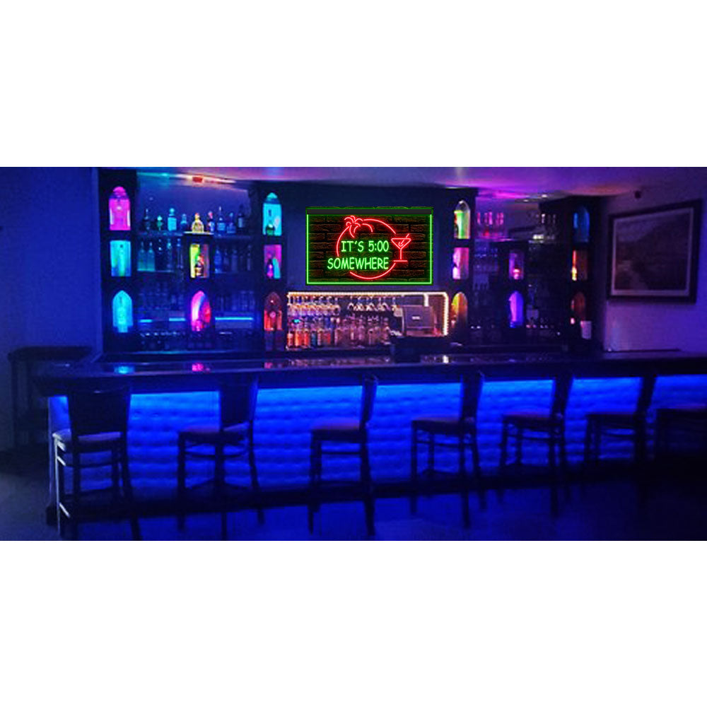 DC170005 ITS 5:00 Somewhere Open Bar Pub Decor Display illuminated Night Light Neon Sign Dual Color