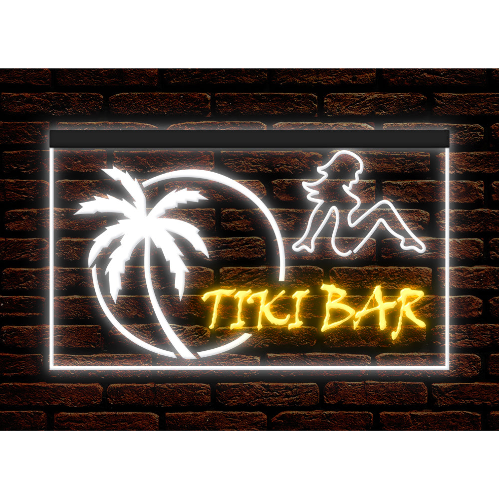 DC170009 Tiki Bar Open Happy Hours Home Decor Beer Display illuminated Night Light Neon Sign Dual Color