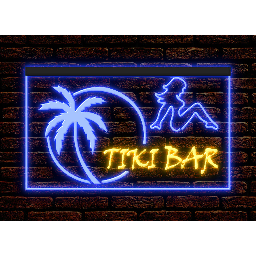 DC170009 Tiki Bar Open Happy Hours Home Decor Beer Display illuminated Night Light Neon Sign Dual Color