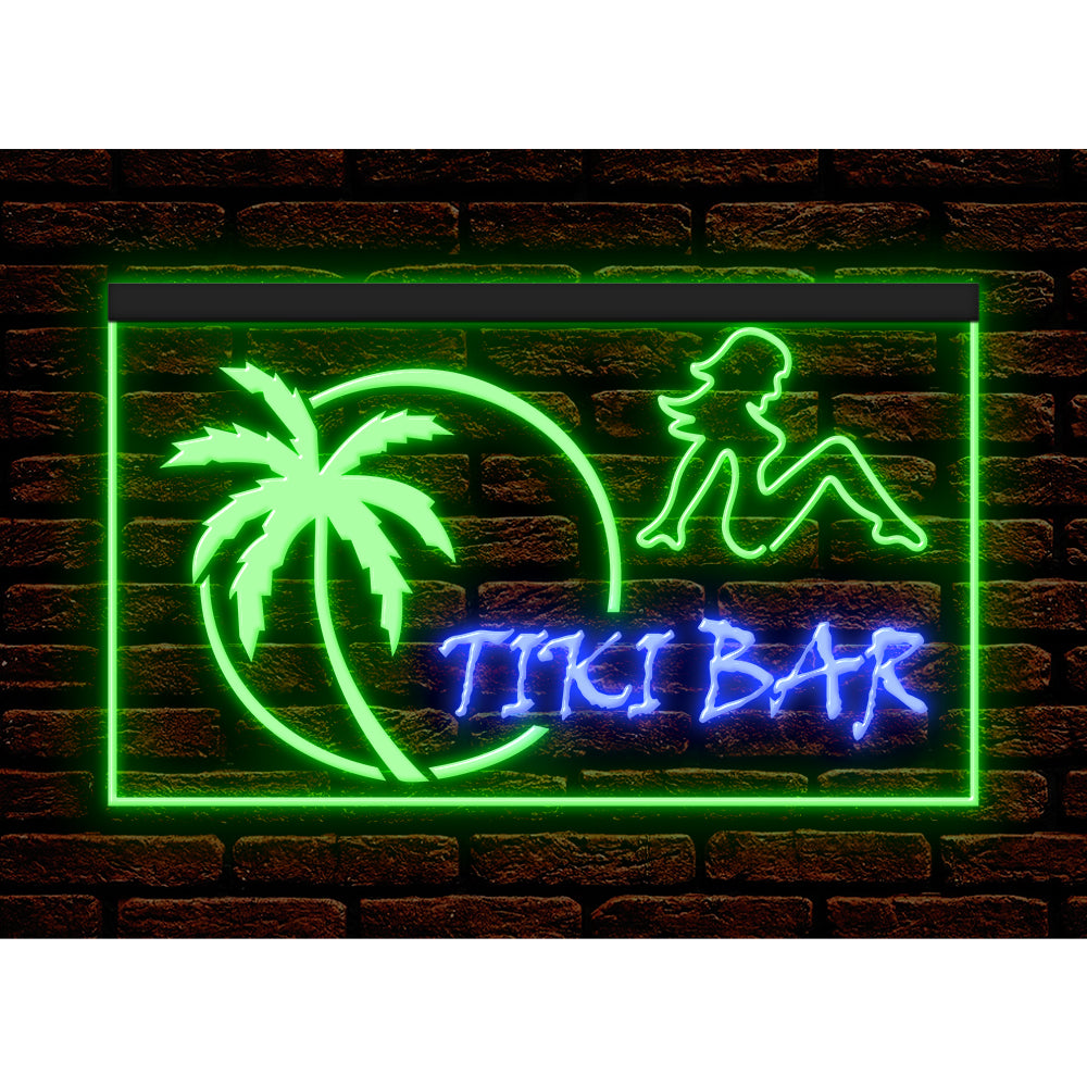 DC170009 Tiki Bar Open Happy Hours Home Decor Beer Display illuminated Night Light Neon Sign Dual Color
