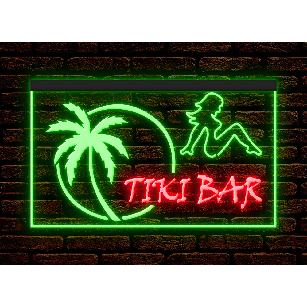 DC170009 Tiki Bar Open Happy Hours Home Decor Beer Display illuminated Night Light Neon Sign Dual Color