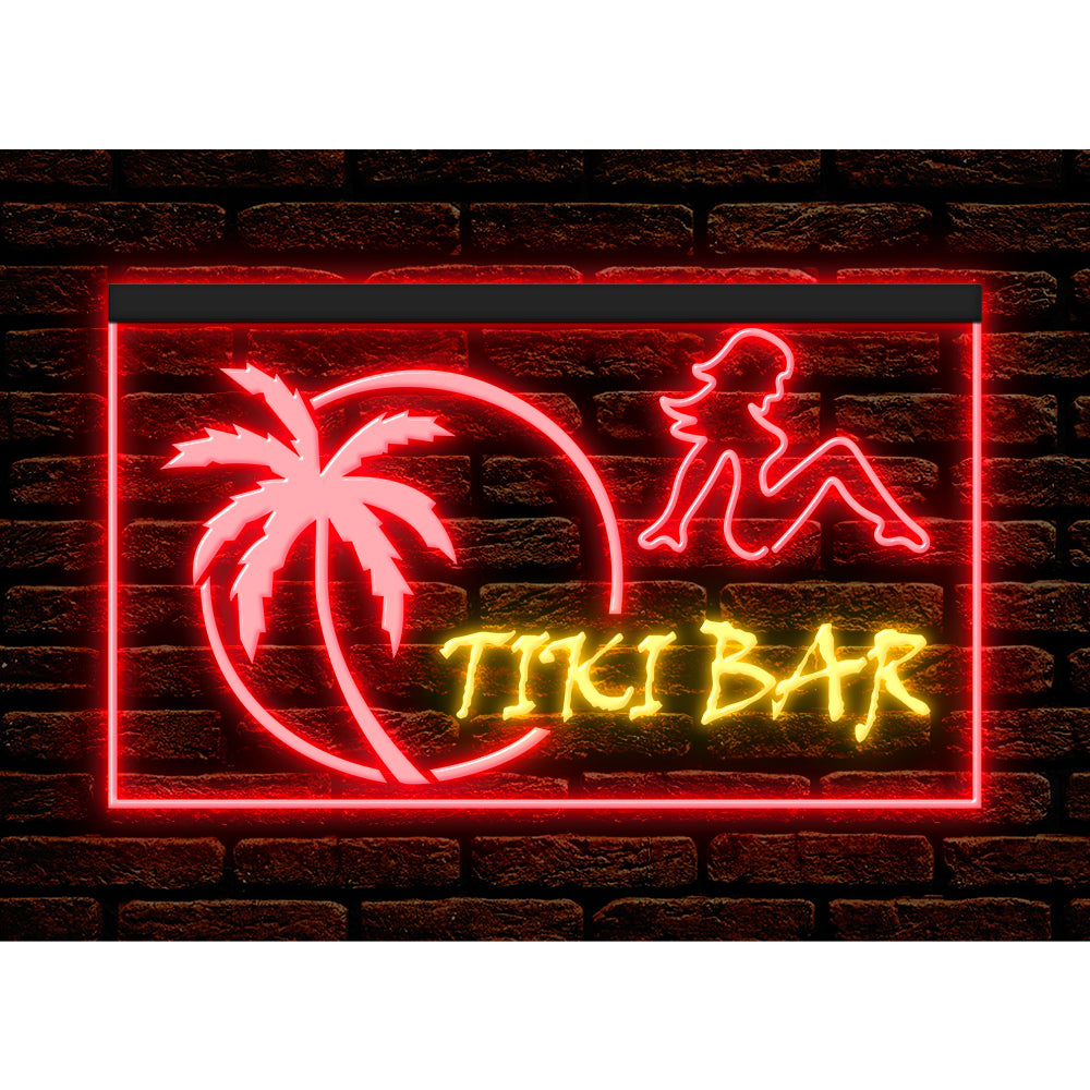 DC170009 Tiki Bar Open Happy Hours Home Decor Beer Display illuminated Night Light Neon Sign Dual Color