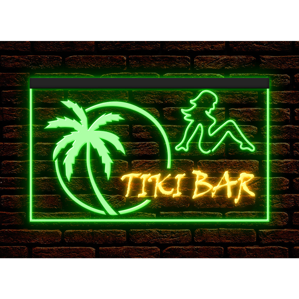 DC170009 Tiki Bar Open Happy Hours Home Decor Beer Display illuminated Night Light Neon Sign Dual Color
