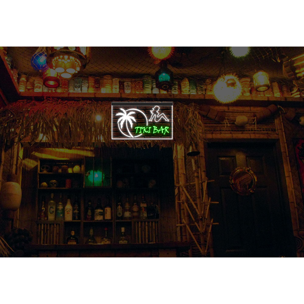 DC170009 Tiki Bar Open Happy Hours Home Decor Beer Display illuminated Night Light Neon Sign Dual Color
