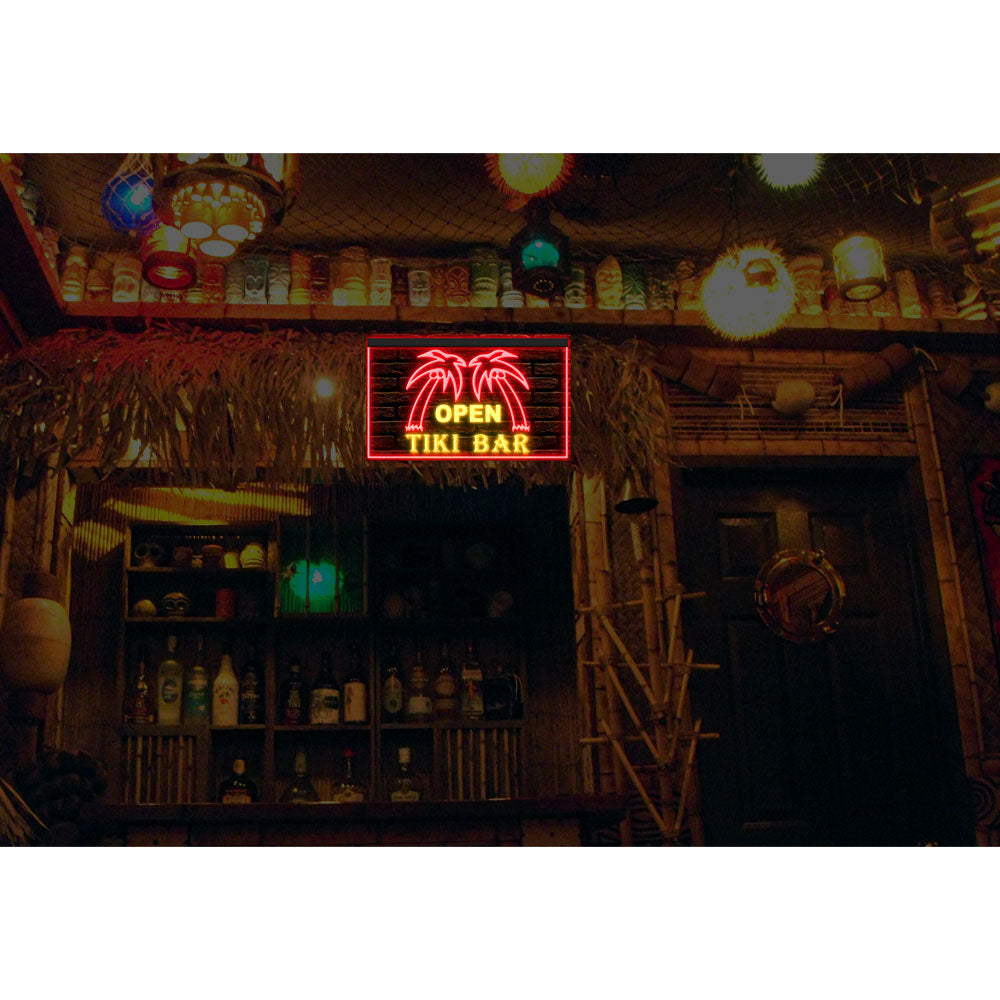 DC170010 Tiki Bar Open Happy Hours Home Decor Beer Display illuminated Night Light Neon Sign Dual Color