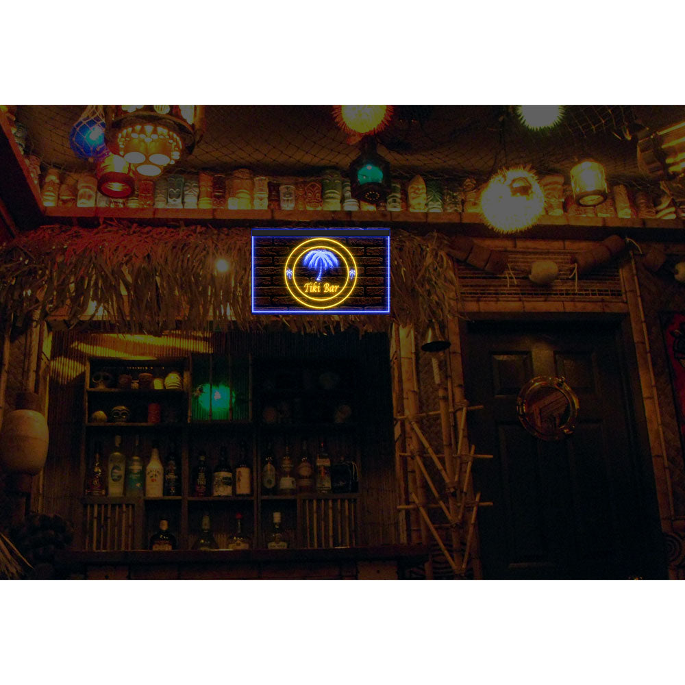 DC170011 Tiki Bar Open Happy Hours Home Decor Beer Display illuminated Night Light Neon Sign Dual Color