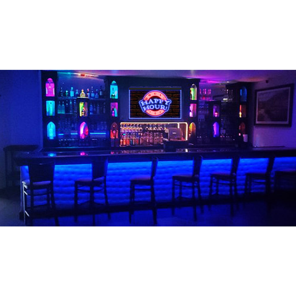 DC170015 Happy Hour Bar Pub Beer Open Home Decor Display illuminated Night Light Neon Sign Dual Color