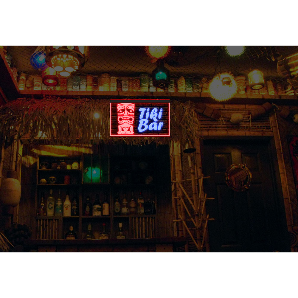 DC170017 Tiki Bar Open Happy Hours Home Decor Beer Display illuminated Night Light Neon Sign Dual Color