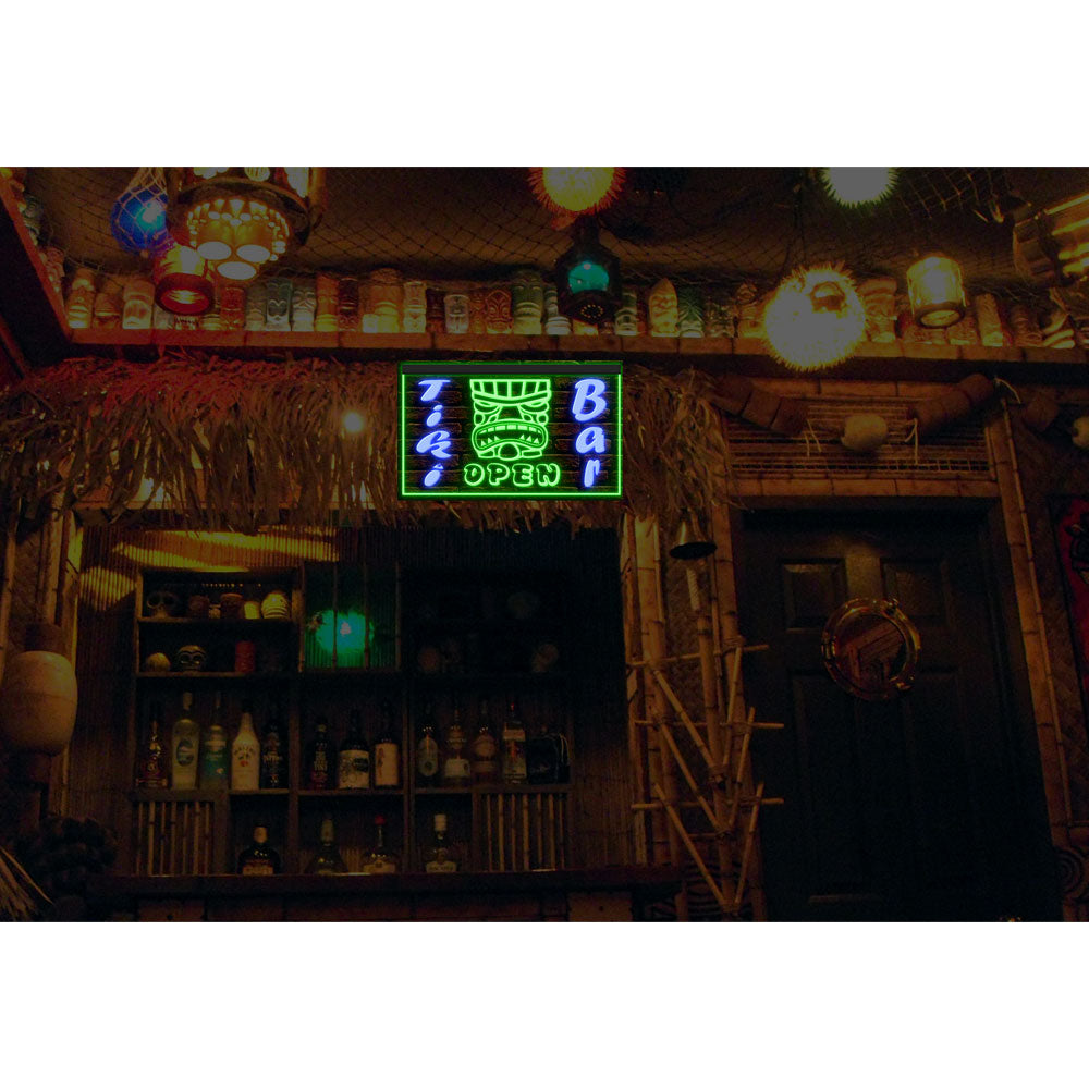 DC170019 Tiki Bar Open Happy Hours Home Decor Beer Display illuminated Night Light Neon Sign Dual Color