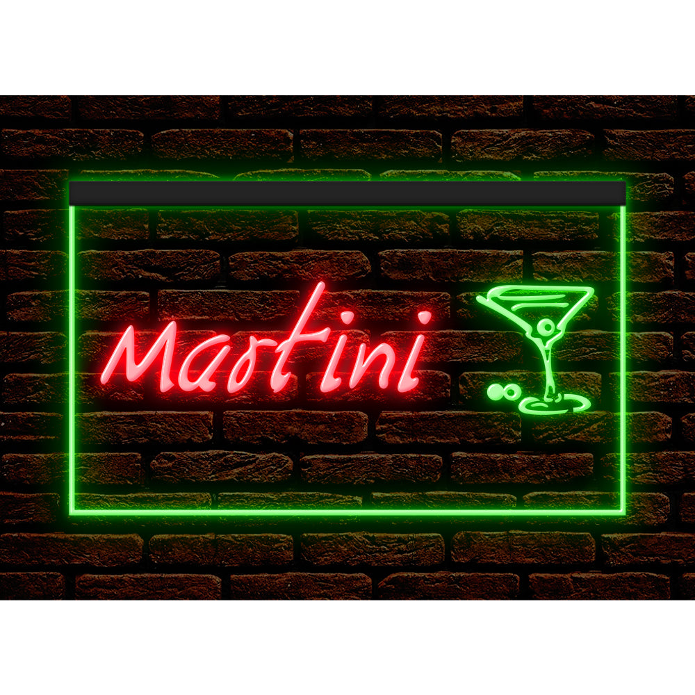 DC170031 Martini Cocktails Open Bar Pub Club Display illuminated Night Light Neon Sign Dual Color