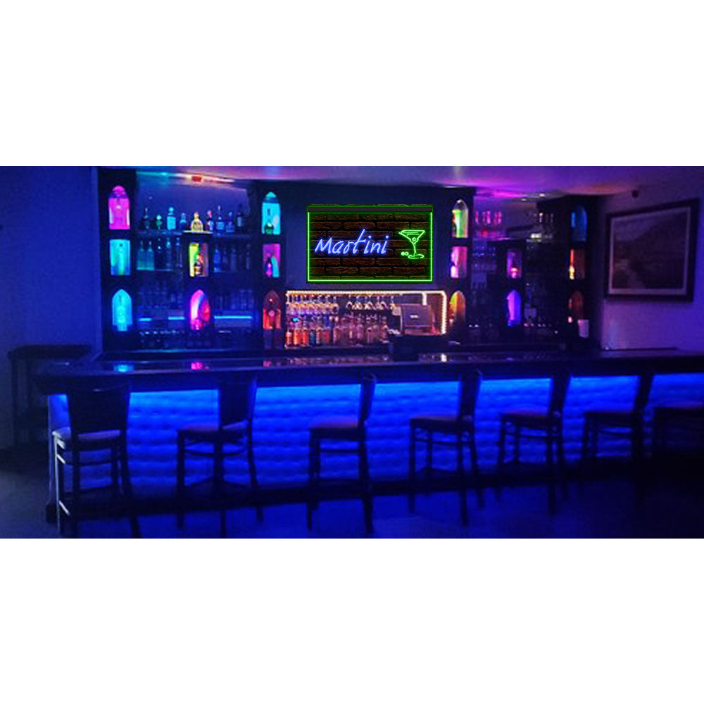 DC170031 Martini Cocktails Open Bar Pub Club Display illuminated Night Light Neon Sign Dual Color