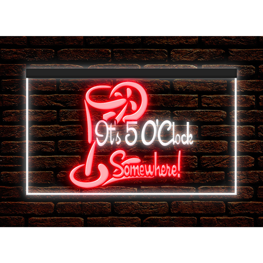 DC170034 ITS 5:00 Somewhere Open Bar Pub Decor Display illuminated Night Light Neon Sign Dual Color