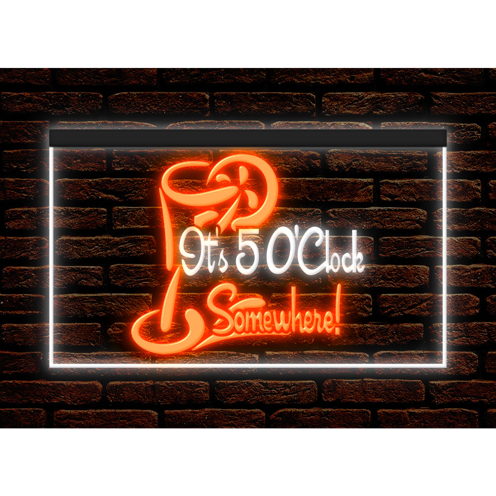 DC170034 ITS 5:00 Somewhere Open Bar Pub Decor Display illuminated Night Light Neon Sign Dual Color
