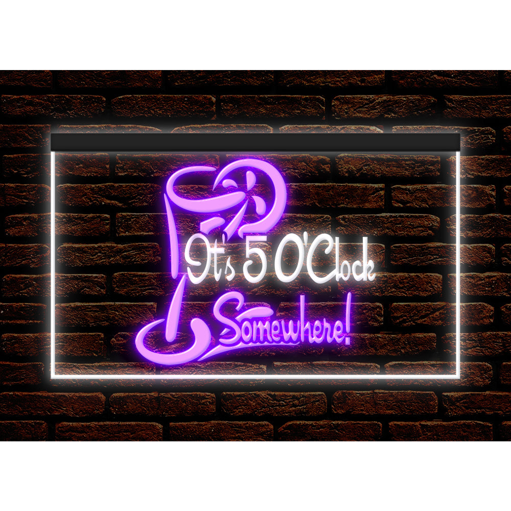 DC170034 ITS 5:00 Somewhere Open Bar Pub Decor Display illuminated Night Light Neon Sign Dual Color
