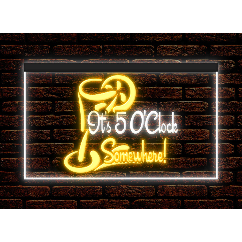 DC170034 ITS 5:00 Somewhere Open Bar Pub Decor Display illuminated Night Light Neon Sign Dual Color