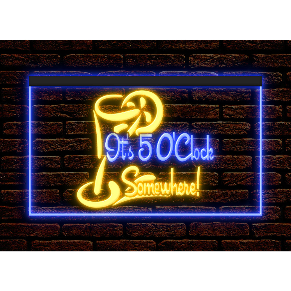 DC170034 ITS 5:00 Somewhere Open Bar Pub Decor Display illuminated Night Light Neon Sign Dual Color