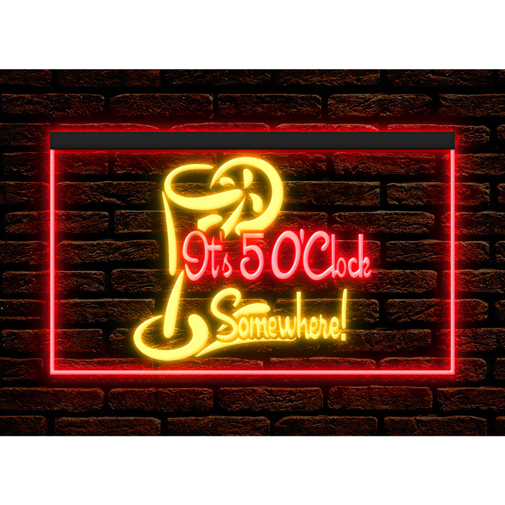 DC170034 ITS 5:00 Somewhere Open Bar Pub Decor Display illuminated Night Light Neon Sign Dual Color