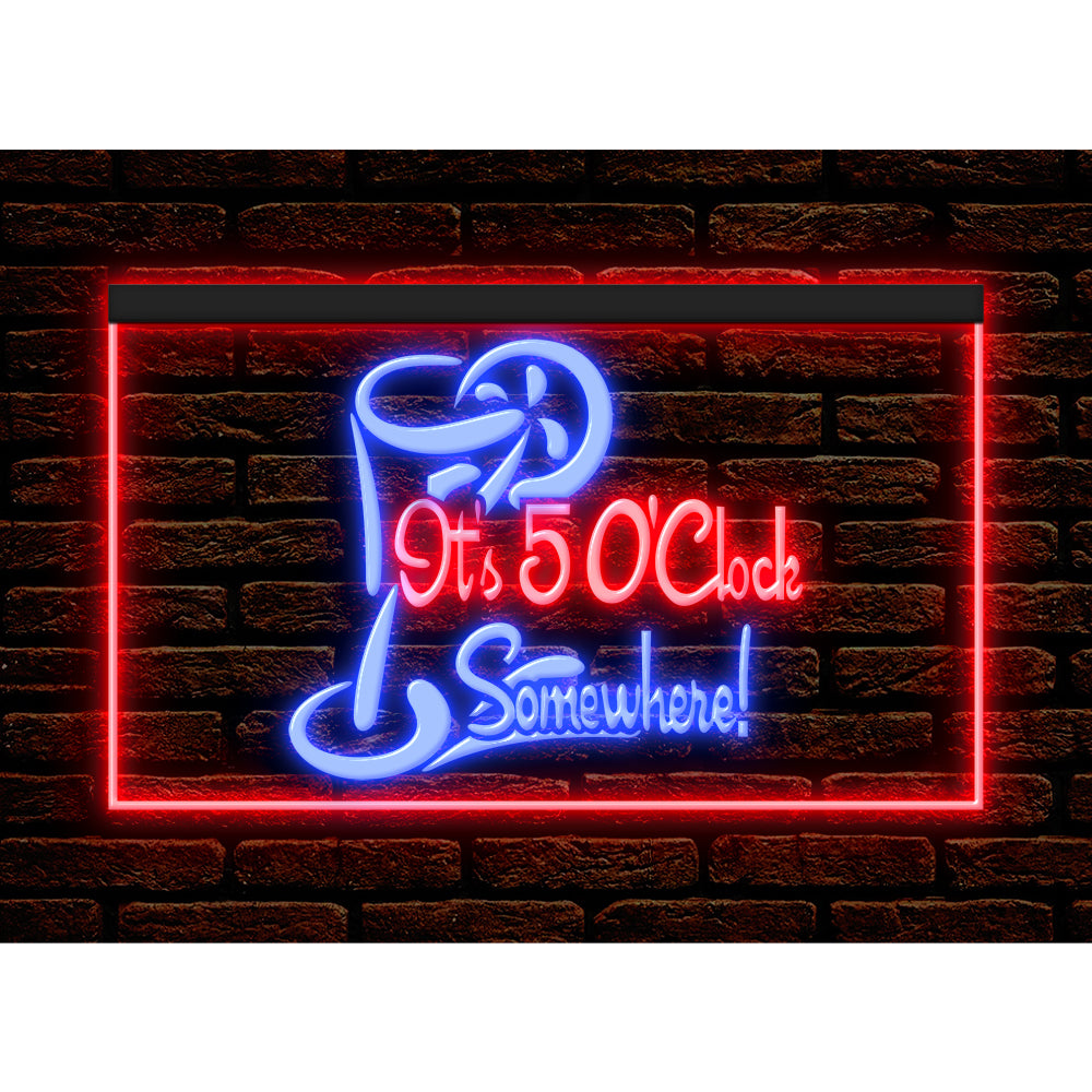 DC170034 ITS 5:00 Somewhere Open Bar Pub Decor Display illuminated Night Light Neon Sign Dual Color
