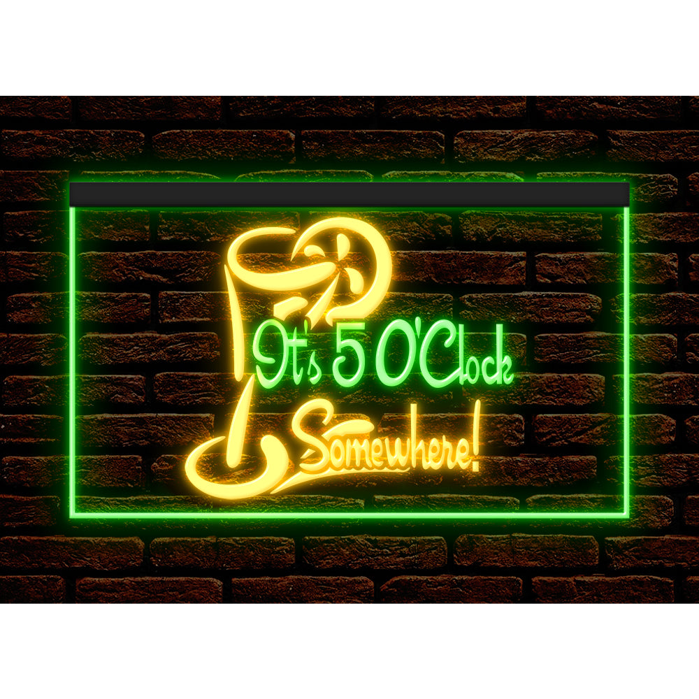 DC170034 ITS 5:00 Somewhere Open Bar Pub Decor Display illuminated Night Light Neon Sign Dual Color