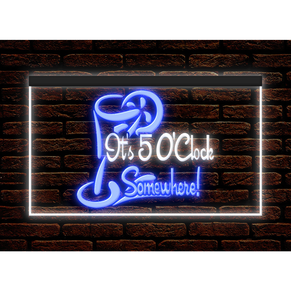 DC170034 ITS 5:00 Somewhere Open Bar Pub Decor Display illuminated Night Light Neon Sign Dual Color