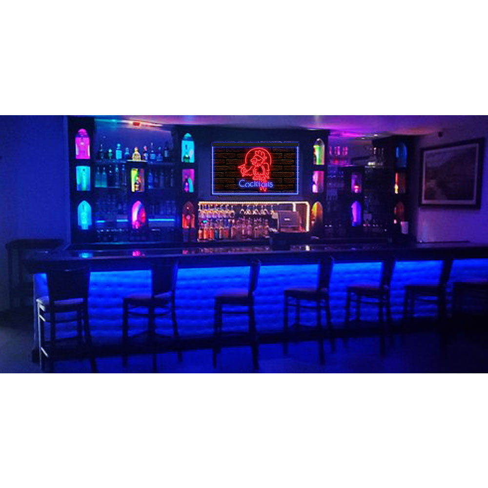 DC170036 Cocktails Parrot Open Bar Pub Home Decor Display illuminated Night Light Neon Sign Dual Color
