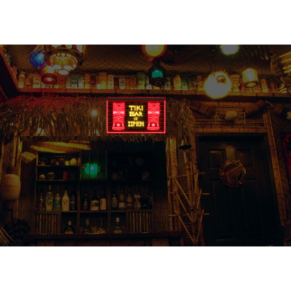 DC170037 Tiki Bar Open Happy Hours Home Decor Beer Display illuminated Night Light Neon Sign Dual Color