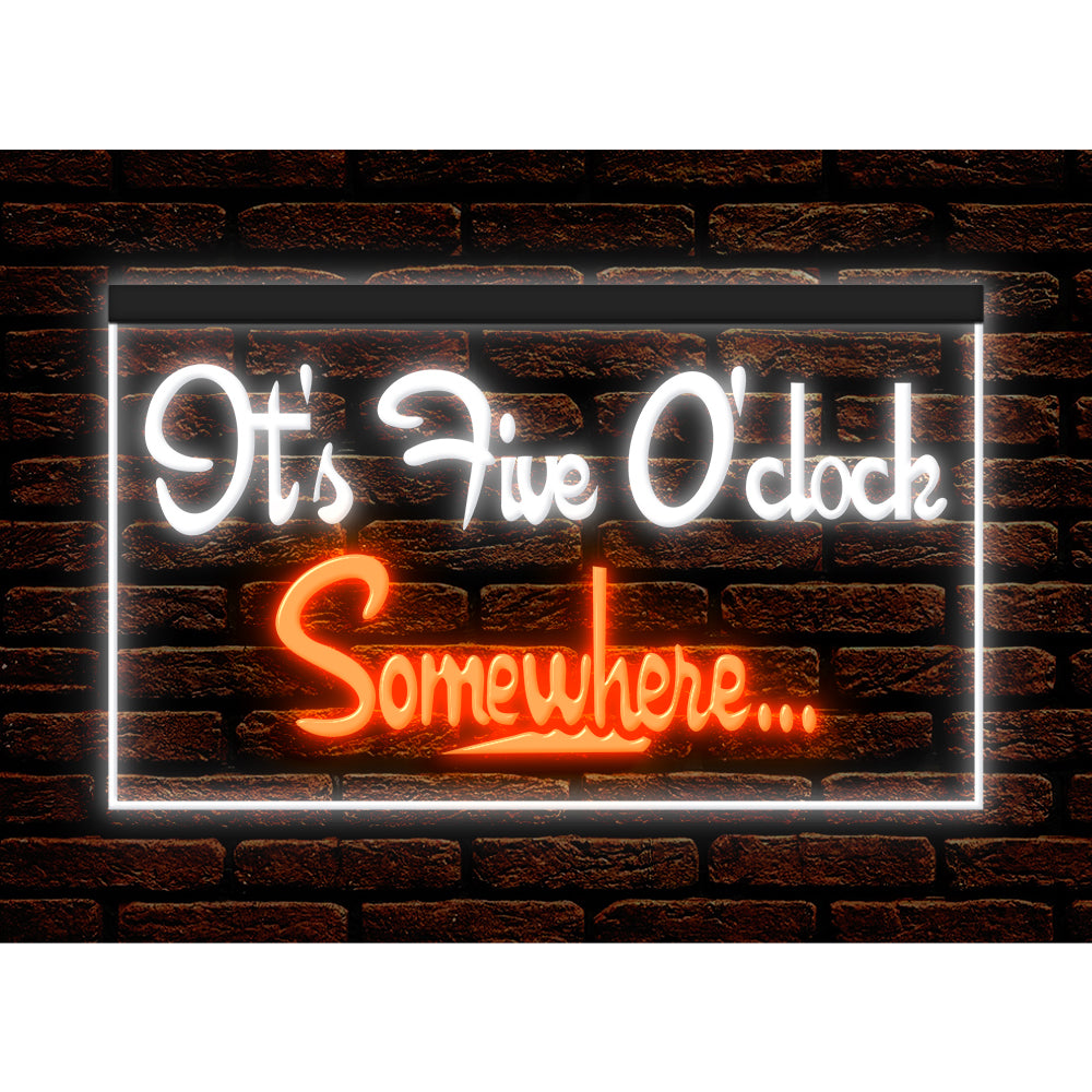 DC170038 ITS 5:00 Somewhere Open Bar Pub Decor Display illuminated Night Light Neon Sign Dual Color