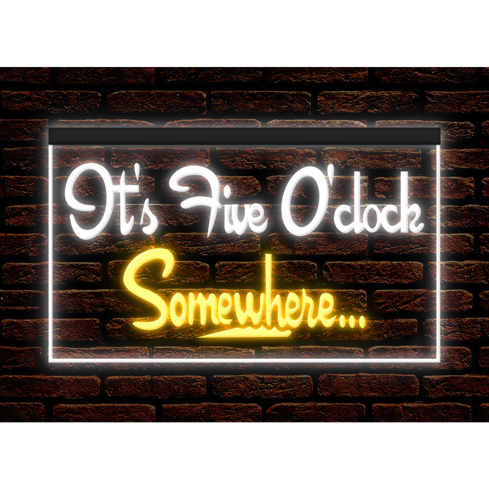 DC170038 ITS 5:00 Somewhere Open Bar Pub Decor Display illuminated Night Light Neon Sign Dual Color