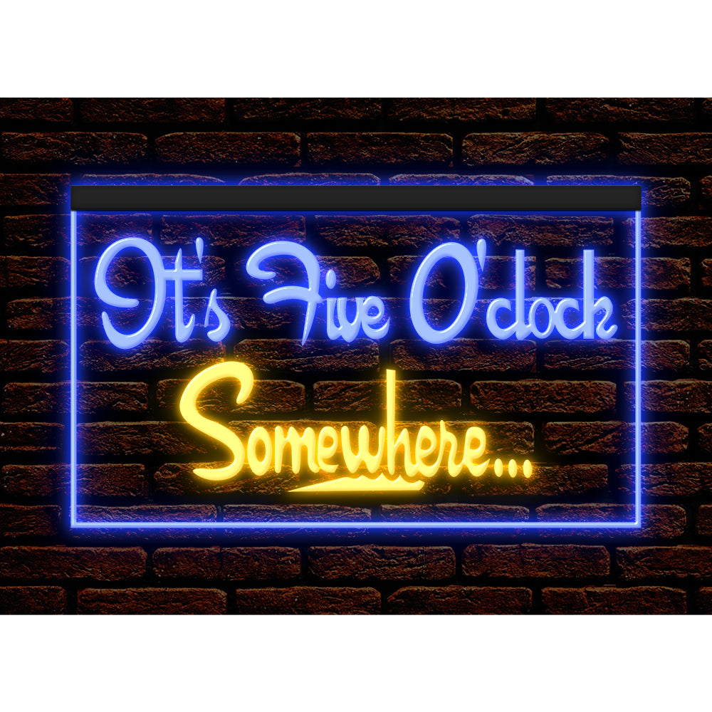 DC170038 ITS 5:00 Somewhere Open Bar Pub Decor Display illuminated Night Light Neon Sign Dual Color