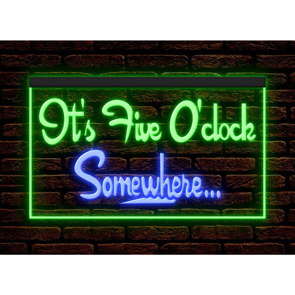 DC170038 ITS 5:00 Somewhere Open Bar Pub Decor Display illuminated Night Light Neon Sign Dual Color