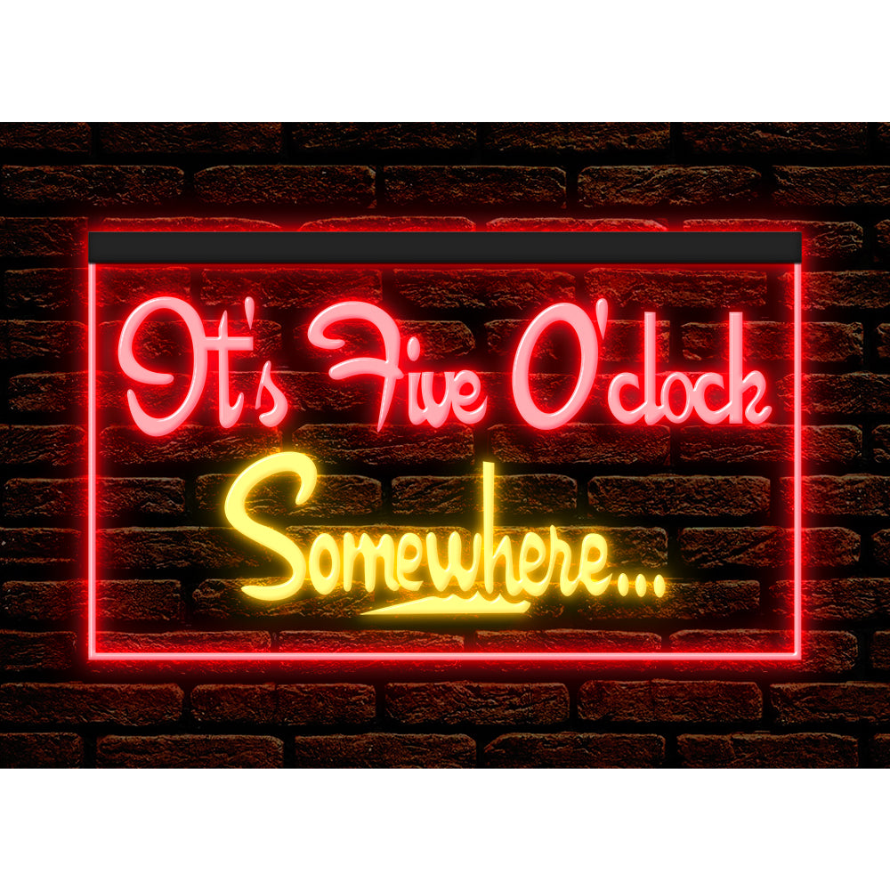 DC170038 ITS 5:00 Somewhere Open Bar Pub Decor Display illuminated Night Light Neon Sign Dual Color