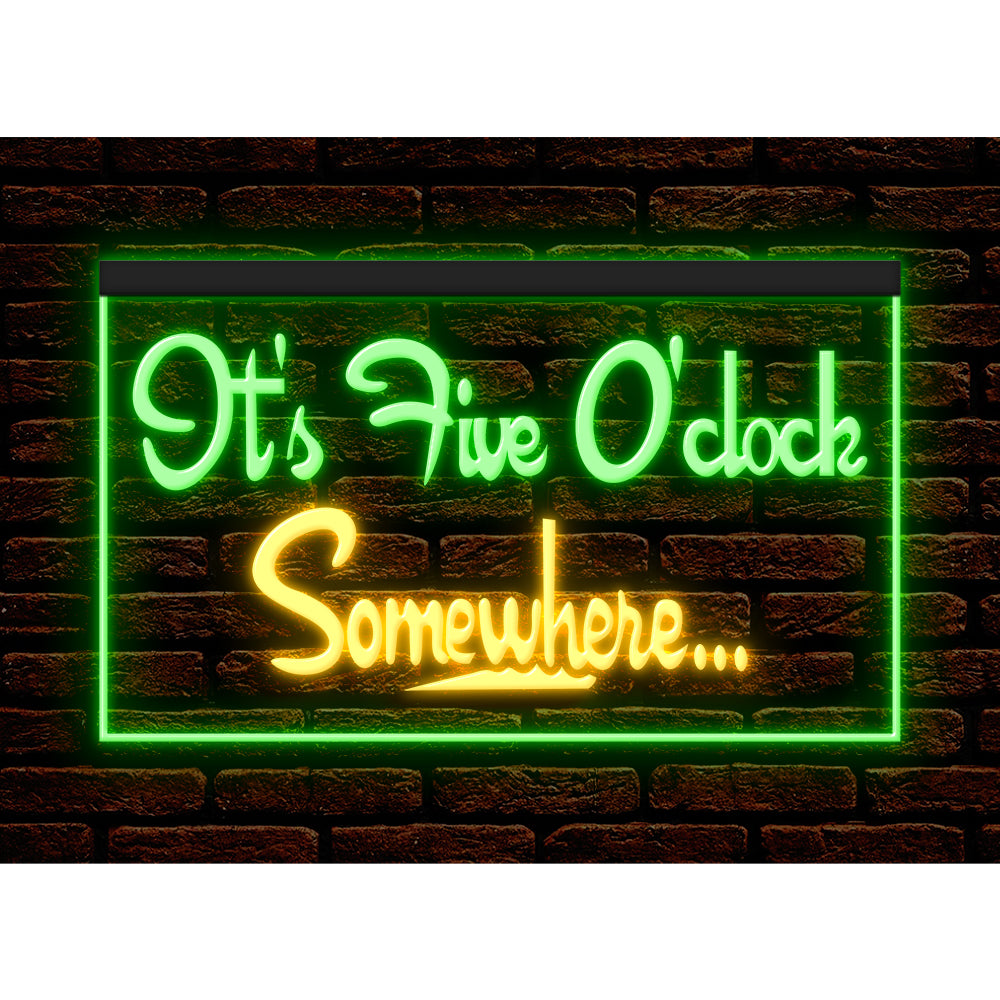 DC170038 ITS 5:00 Somewhere Open Bar Pub Decor Display illuminated Night Light Neon Sign Dual Color