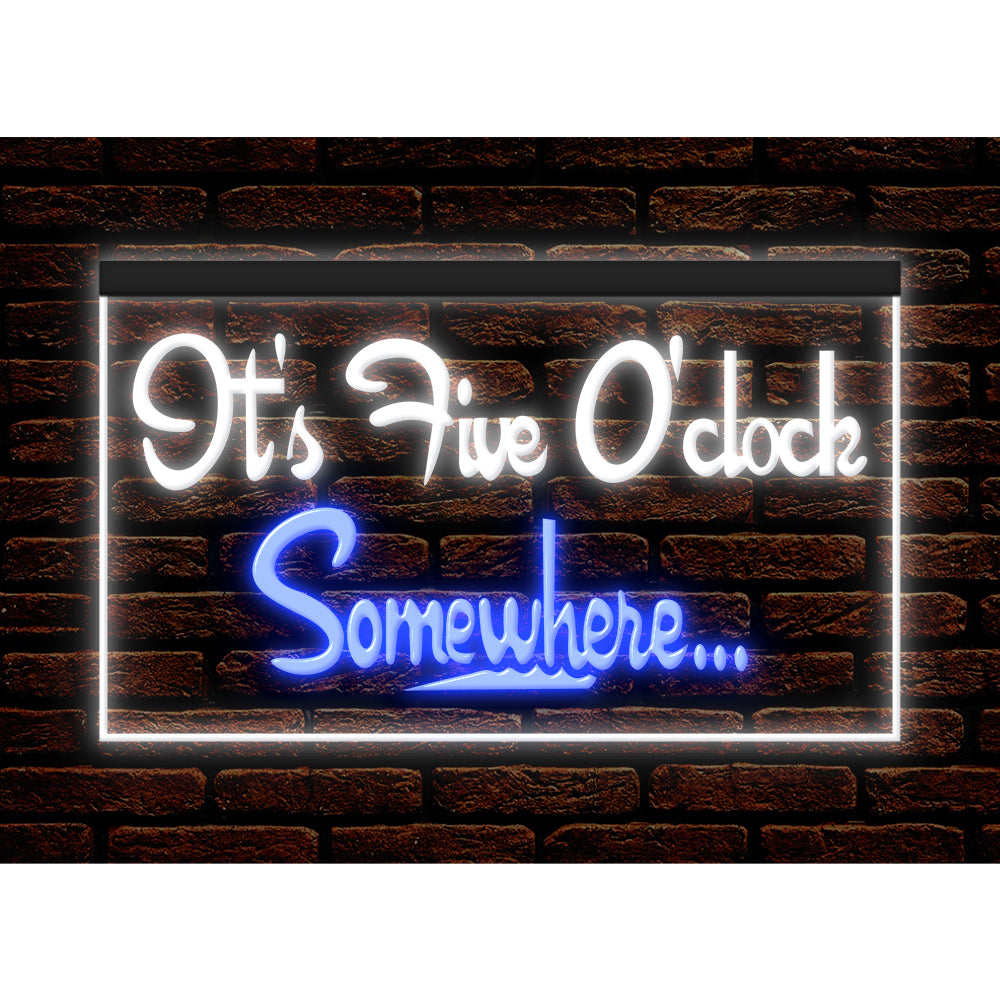 DC170038 ITS 5:00 Somewhere Open Bar Pub Decor Display illuminated Night Light Neon Sign Dual Color