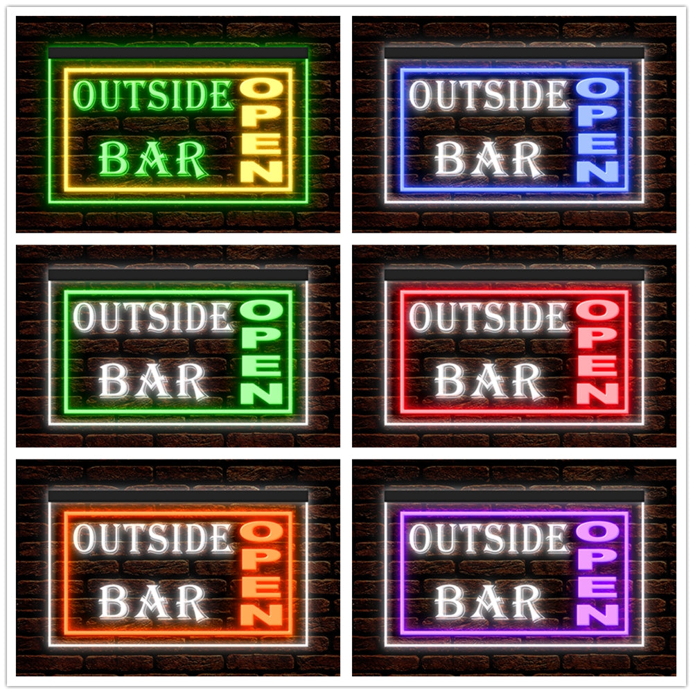DC170041 Outside Bar Open Beer Pub Home Decor Display illuminated Night Light Neon Sign Dual Color
