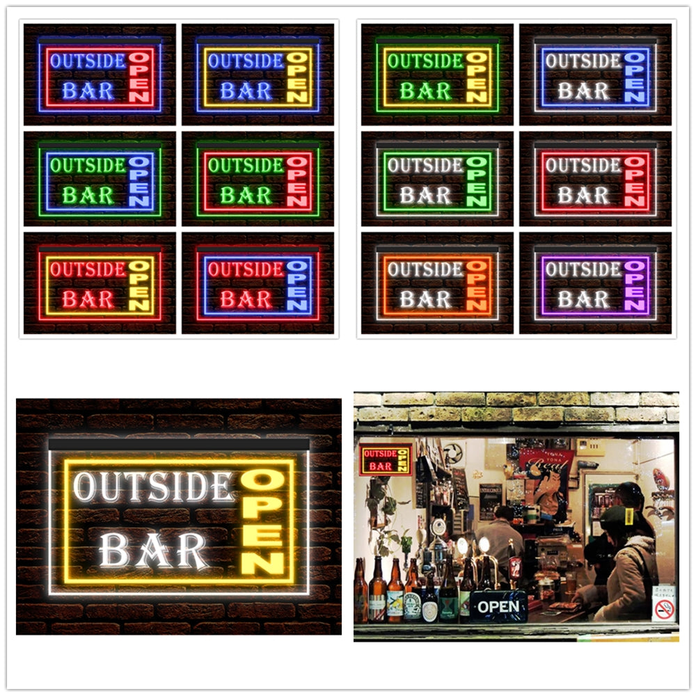 DC170041 Outside Bar Open Beer Pub Home Decor Display illuminated Night Light Neon Sign Dual Color