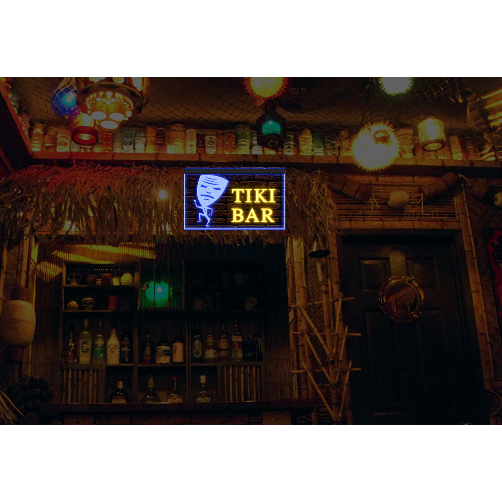 DC170043 Tiki Bar Open Happy Hours Home Decor Beer Display illuminated Night Light Neon Sign Dual Color