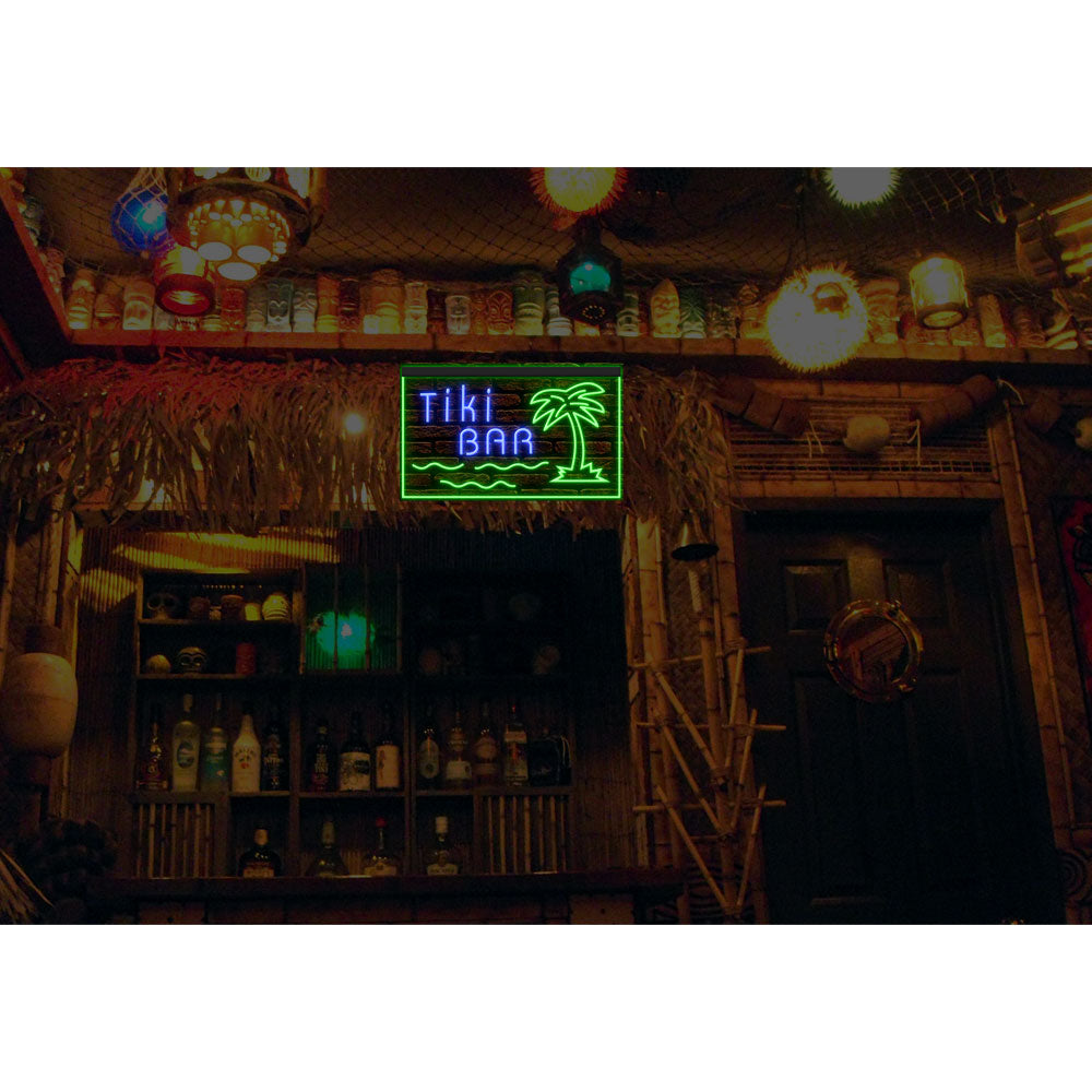 DC170050 Tiki Bar Open Happy Hours Home Decor Beer Display illuminated Night Light Neon Sign Dual Color