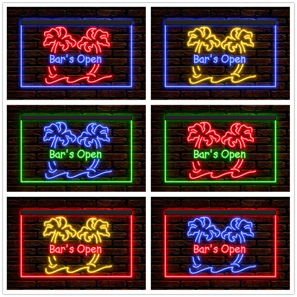 DC170051 Bar is Open Happy Hours Home Decor Beer Display illuminated Night Light Neon Sign Dual Color