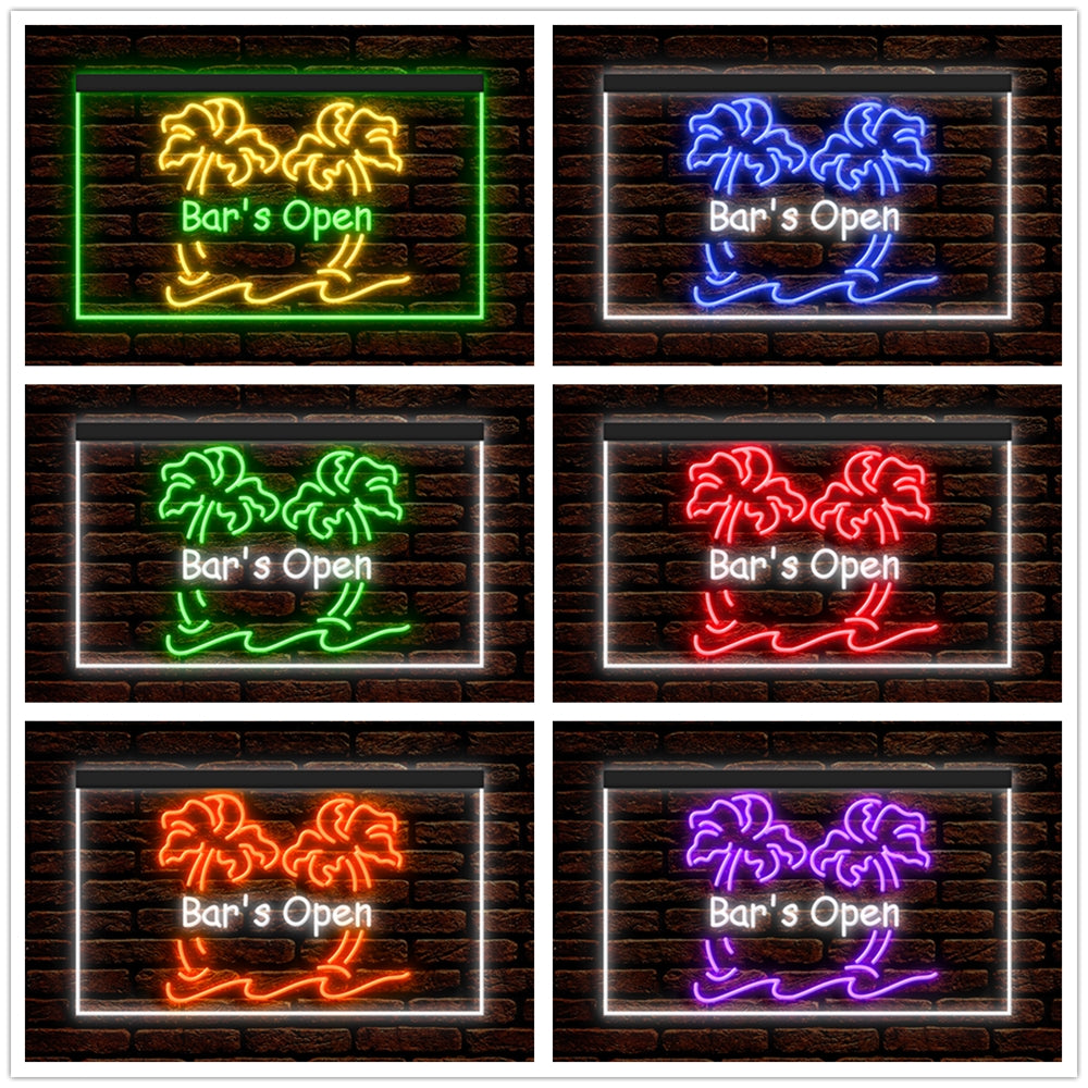 DC170051 Bar is Open Happy Hours Home Decor Beer Display illuminated Night Light Neon Sign Dual Color