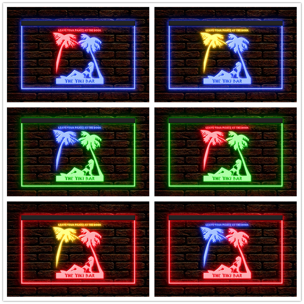 DC170057 Tiki Bar Open Happy Hours Home Decor Beer Display illuminated Night Light Neon Sign Dual Color