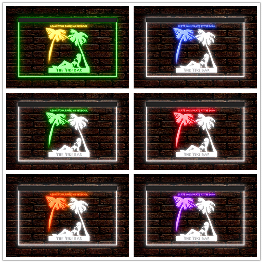 DC170057 Tiki Bar Open Happy Hours Home Decor Beer Display illuminated Night Light Neon Sign Dual Color